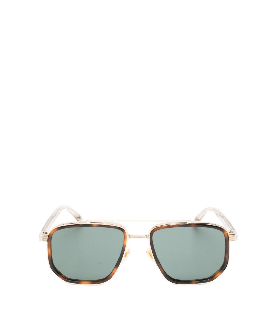 GUCCI Золотые металлические солнцезащитные очки, фото 1