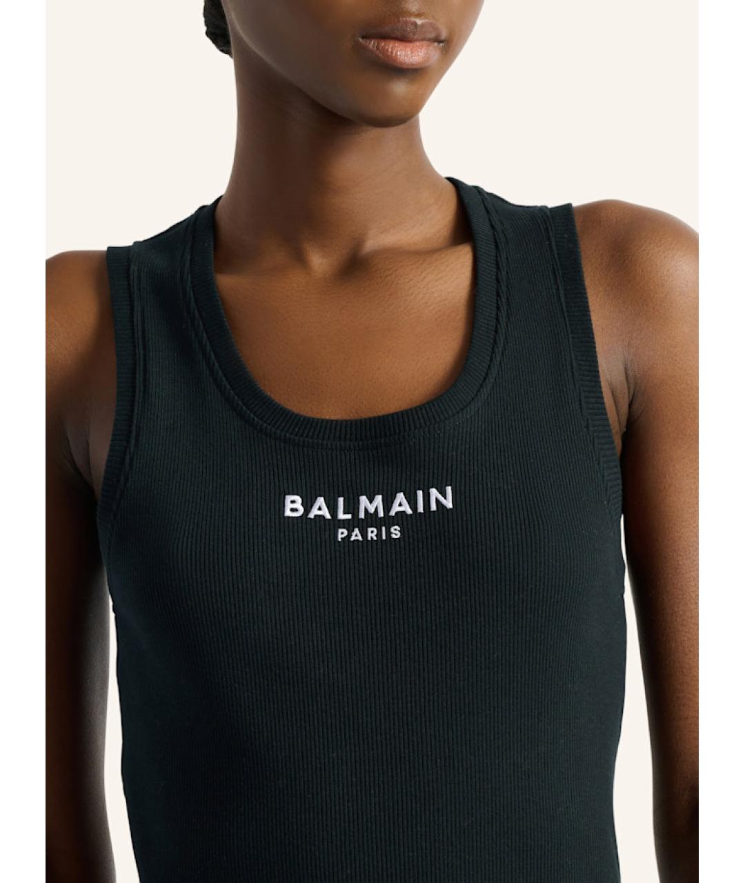 BALMAIN Черная хлопковая майка, фото 3