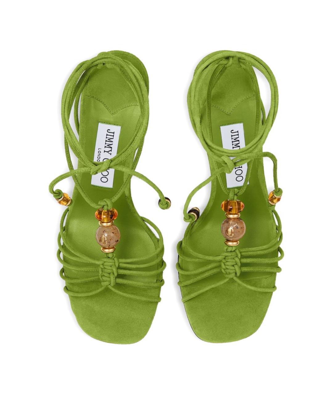 JIMMY CHOO Зеленые замшевые босоножки, фото 4