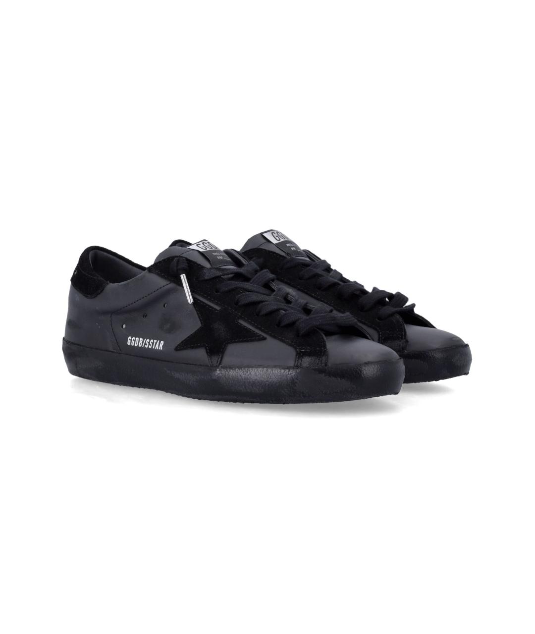 GOLDEN GOOSE DELUXE BRAND Черные кожаные низкие кроссовки / кеды, фото 3
