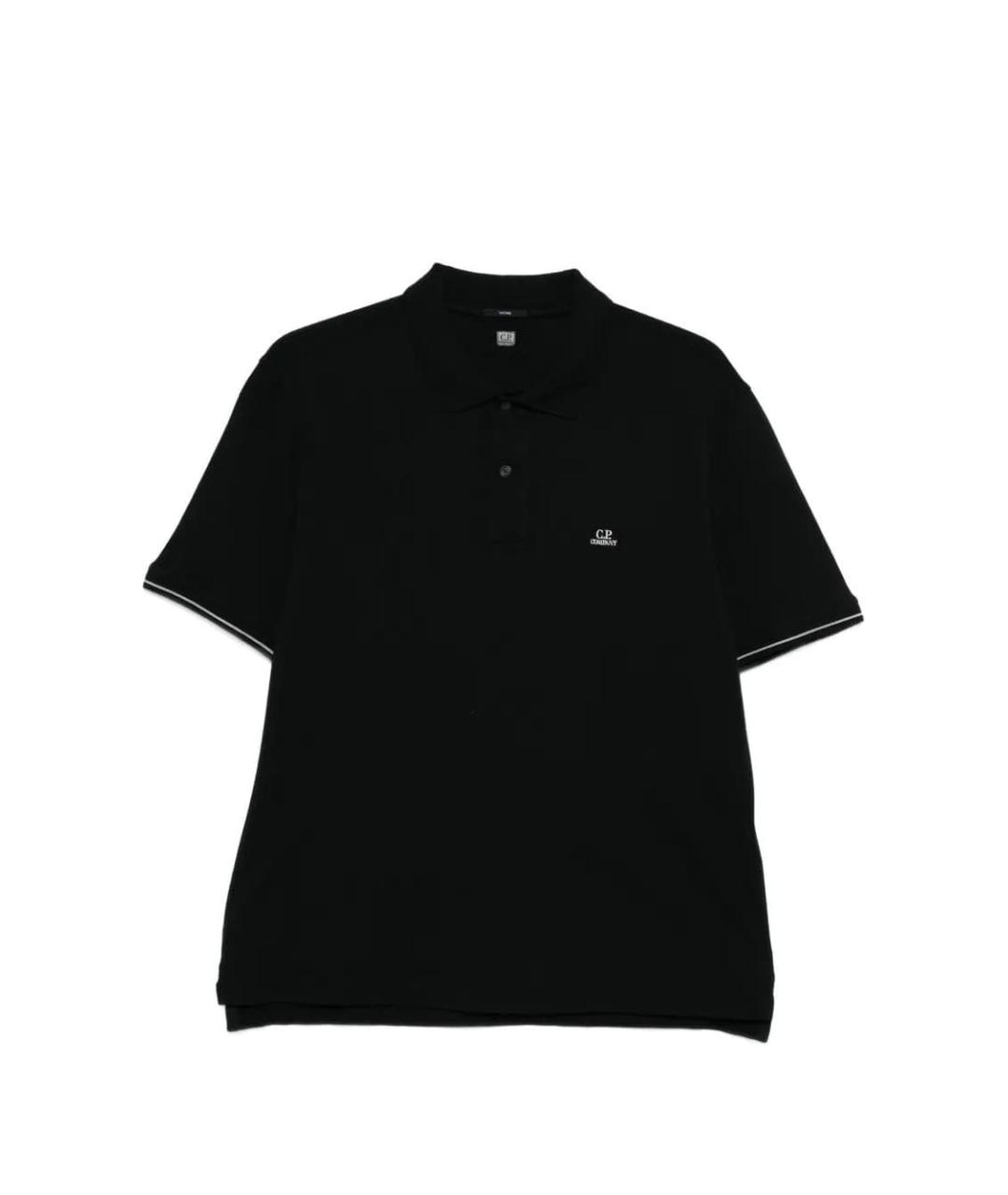 CP COMPANY Черное хлопковое поло с коротким рукавом, фото 1