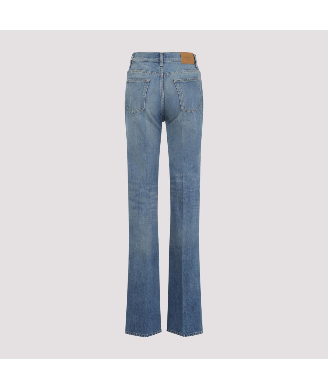 SAINT LAURENT Голубые хлопковые джинсы клеш, фото 3