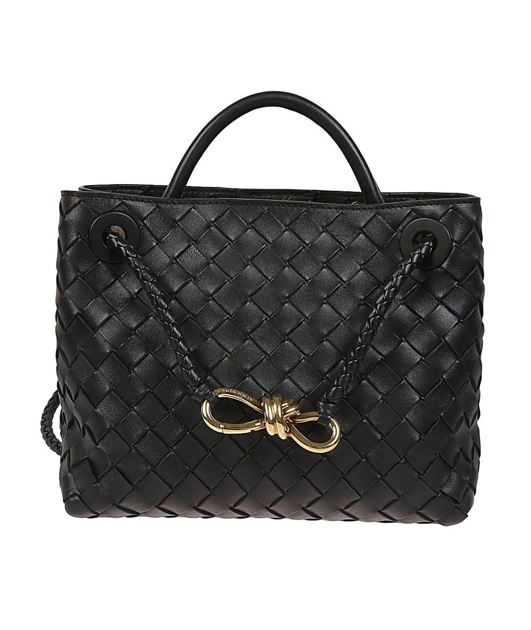 BOTTEGA VENETA Черная кожаная сумка с короткими ручками, фото 1