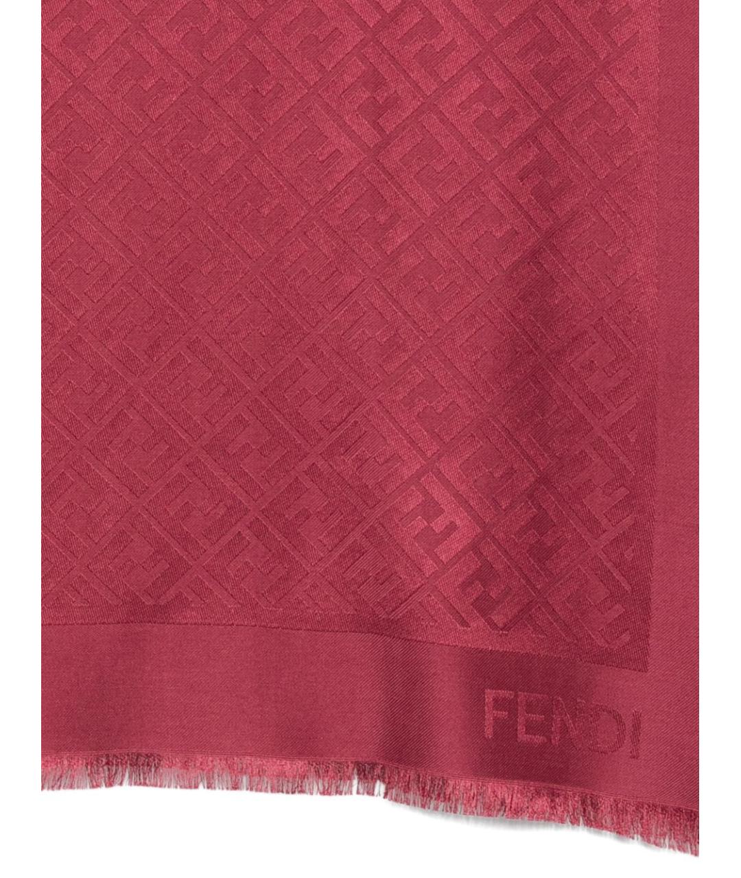 FENDI Бордовый шелковый шарф, фото 3