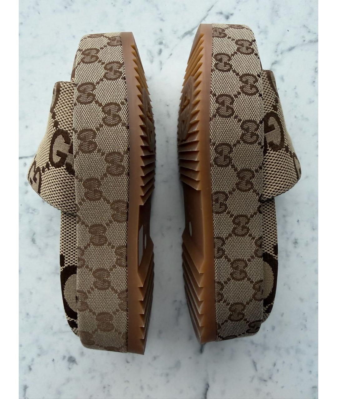 GUCCI Бежевые текстильные мюли, фото 7