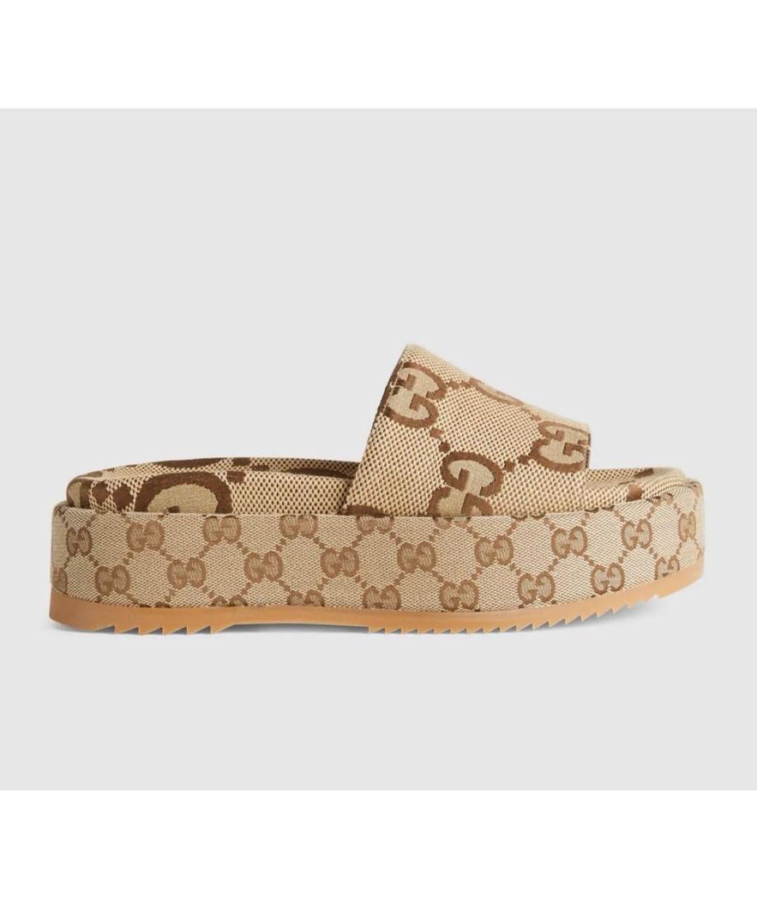 GUCCI Бежевые текстильные мюли, фото 9