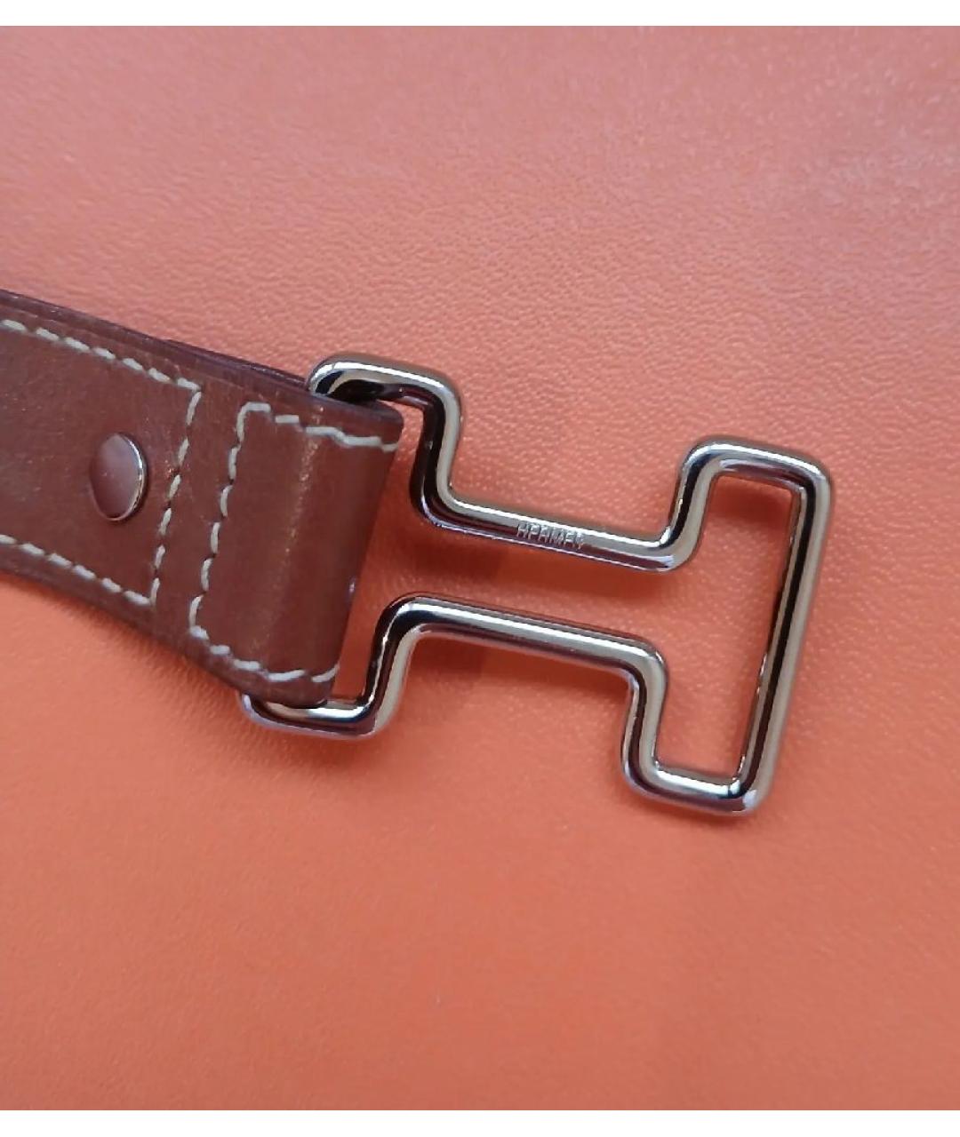 HERMES Коричневый кожаный браслет, фото 6