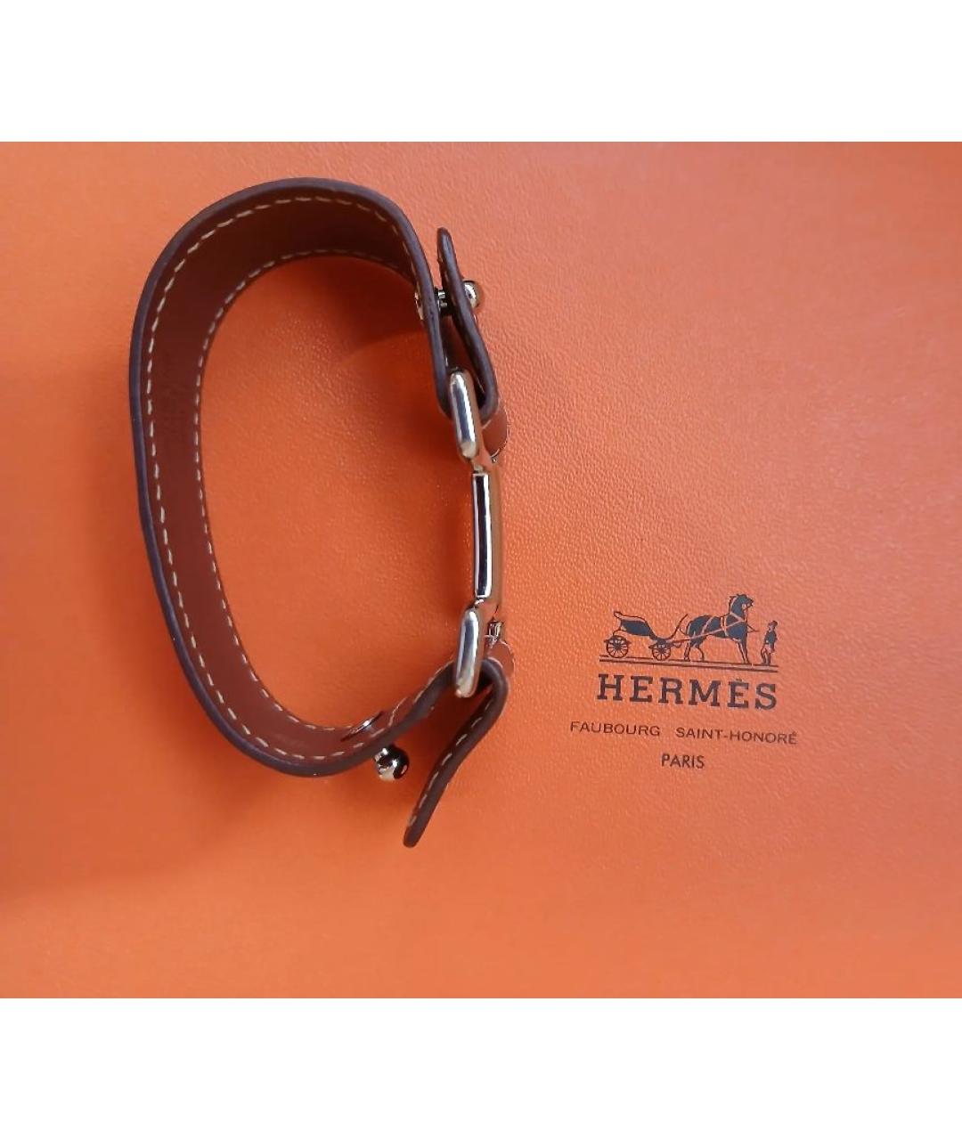 HERMES Коричневый кожаный браслет, фото 2