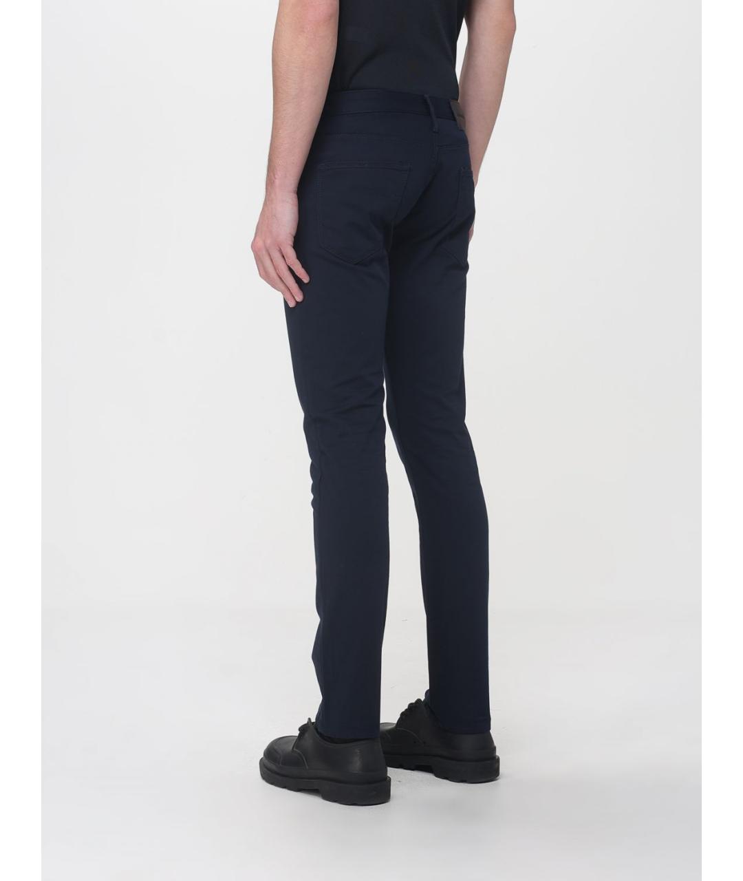 EMPORIO ARMANI Темно-синие хлопковые повседневные брюки, фото 2