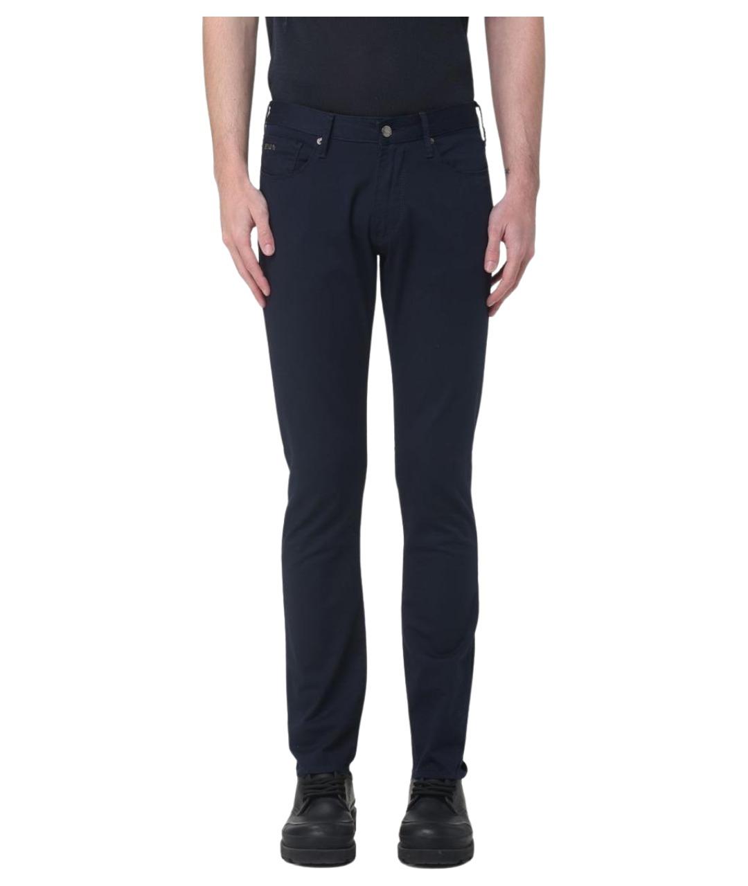 EMPORIO ARMANI Темно-синие хлопковые повседневные брюки, фото 1