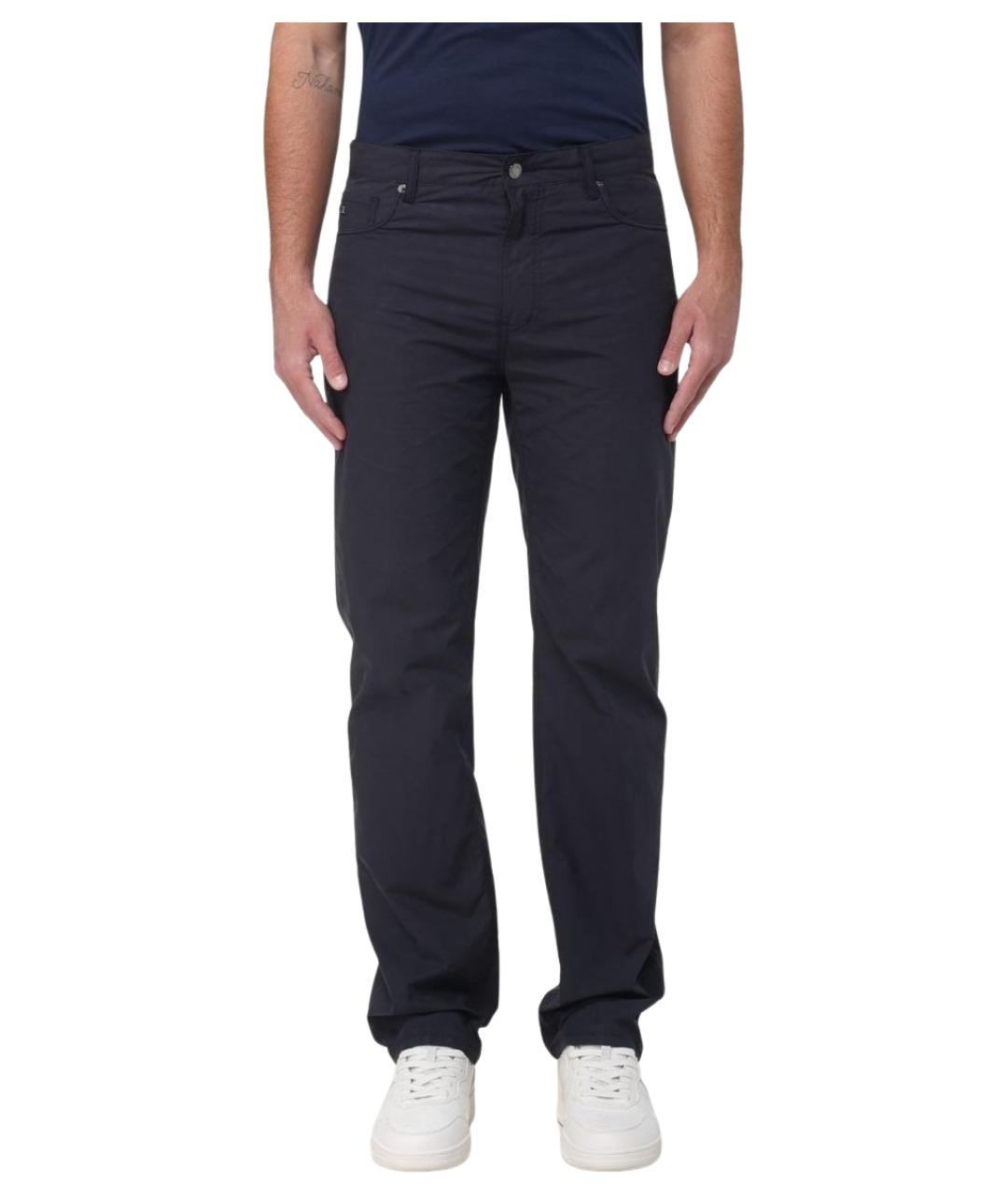 EMPORIO ARMANI Темно-синие хлопковые повседневные брюки, фото 1