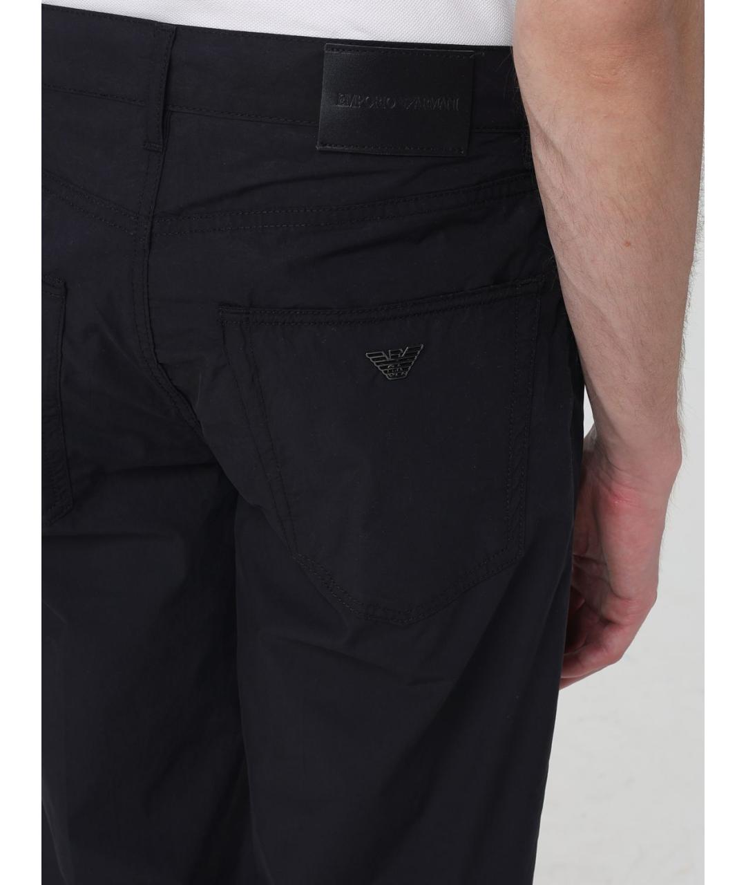 EMPORIO ARMANI Черные хлопковые повседневные брюки, фото 3
