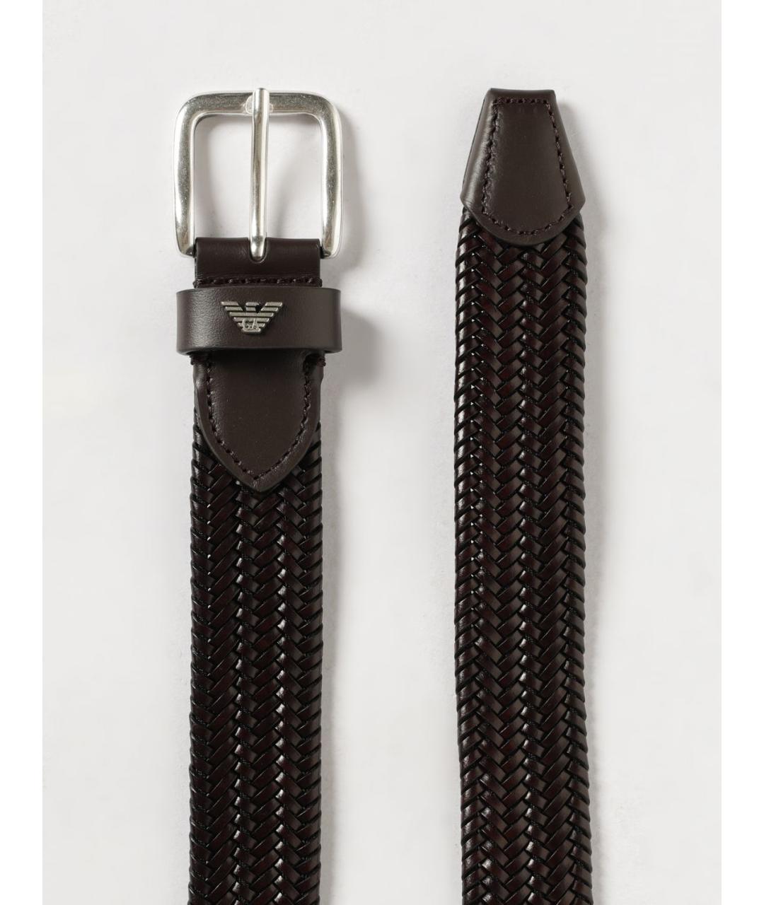 EMPORIO ARMANI Коричневый кожаный ремень, фото 2