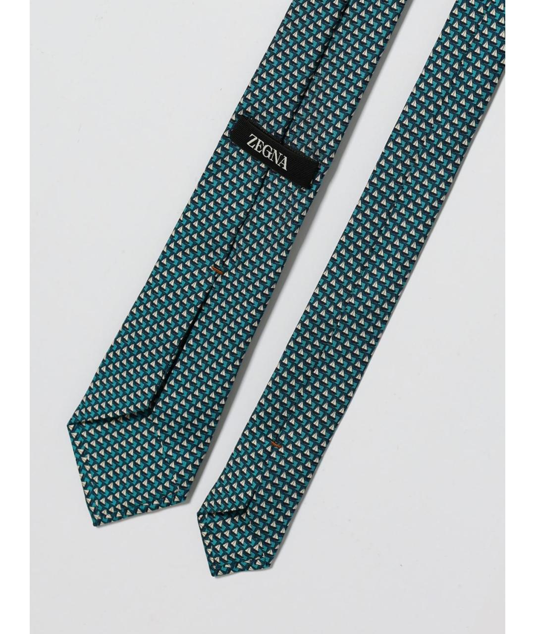 ZEGNA Зеленый шелковый галстук, фото 2