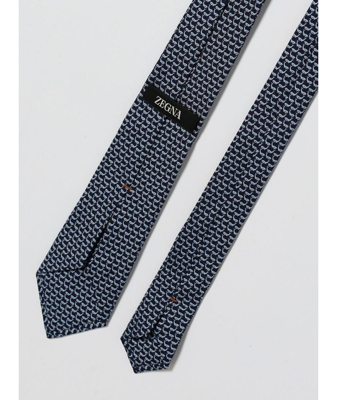 ZEGNA Темно-синий шелковый галстук, фото 2