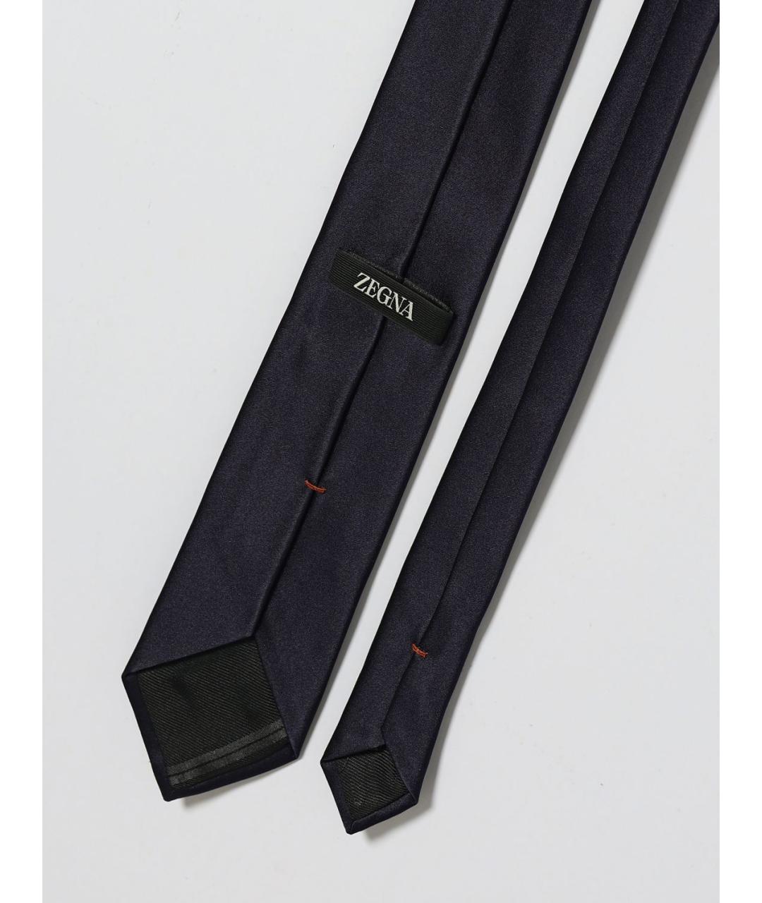 ZEGNA Темно-синий шелковый галстук, фото 2