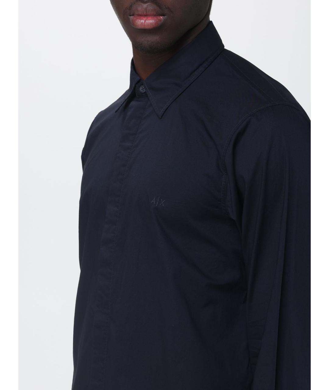 ARMANI EXCHANGE Темно-синяя хлопковая классическая рубашка, фото 3