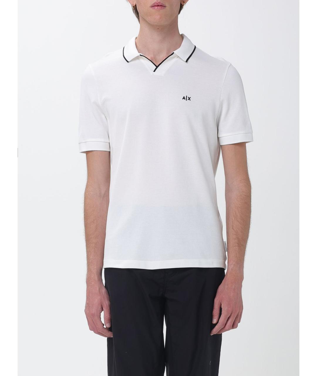 ARMANI EXCHANGE Белое хлопковое поло с коротким рукавом, фото 4