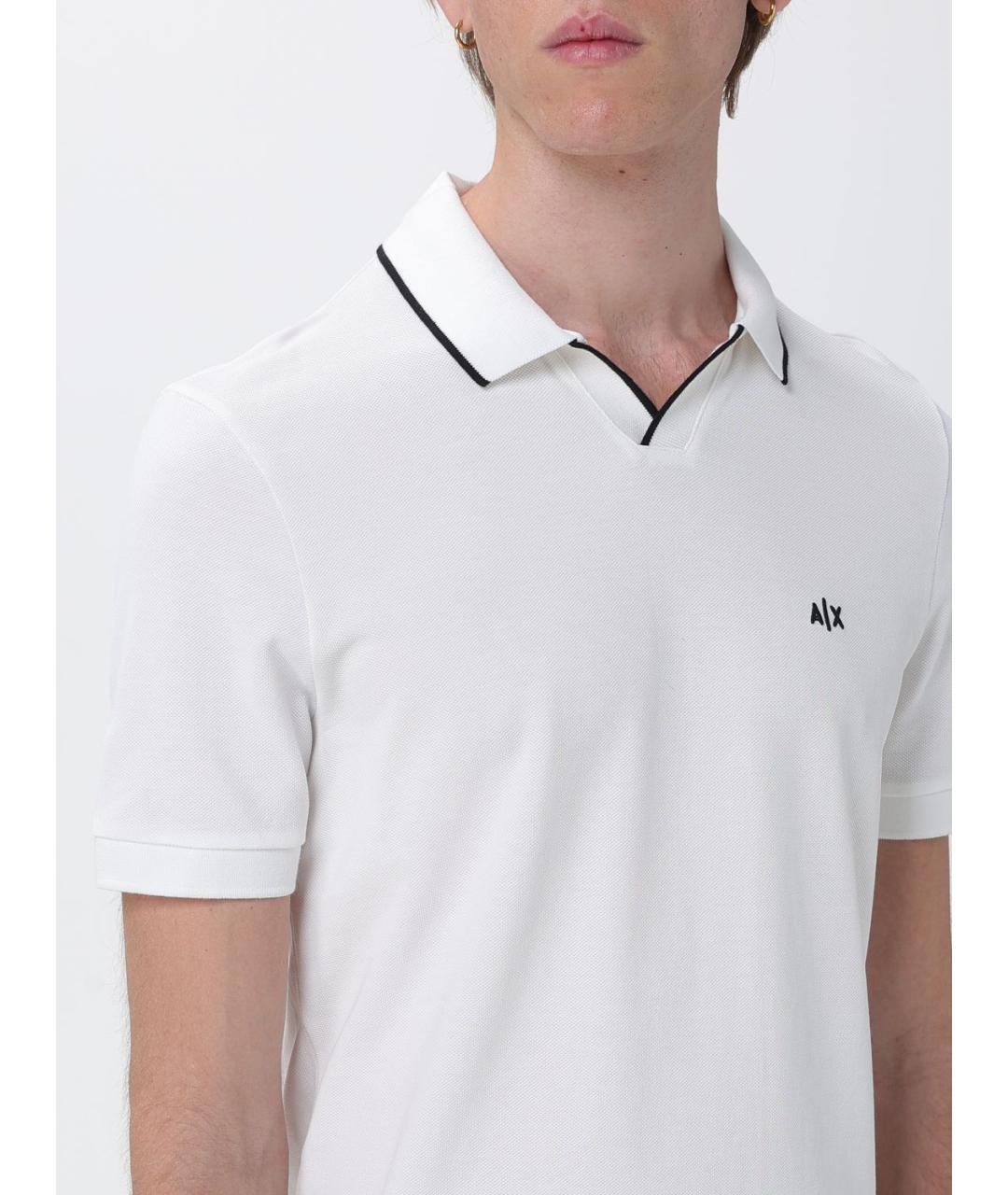 ARMANI EXCHANGE Белое хлопковое поло с коротким рукавом, фото 3