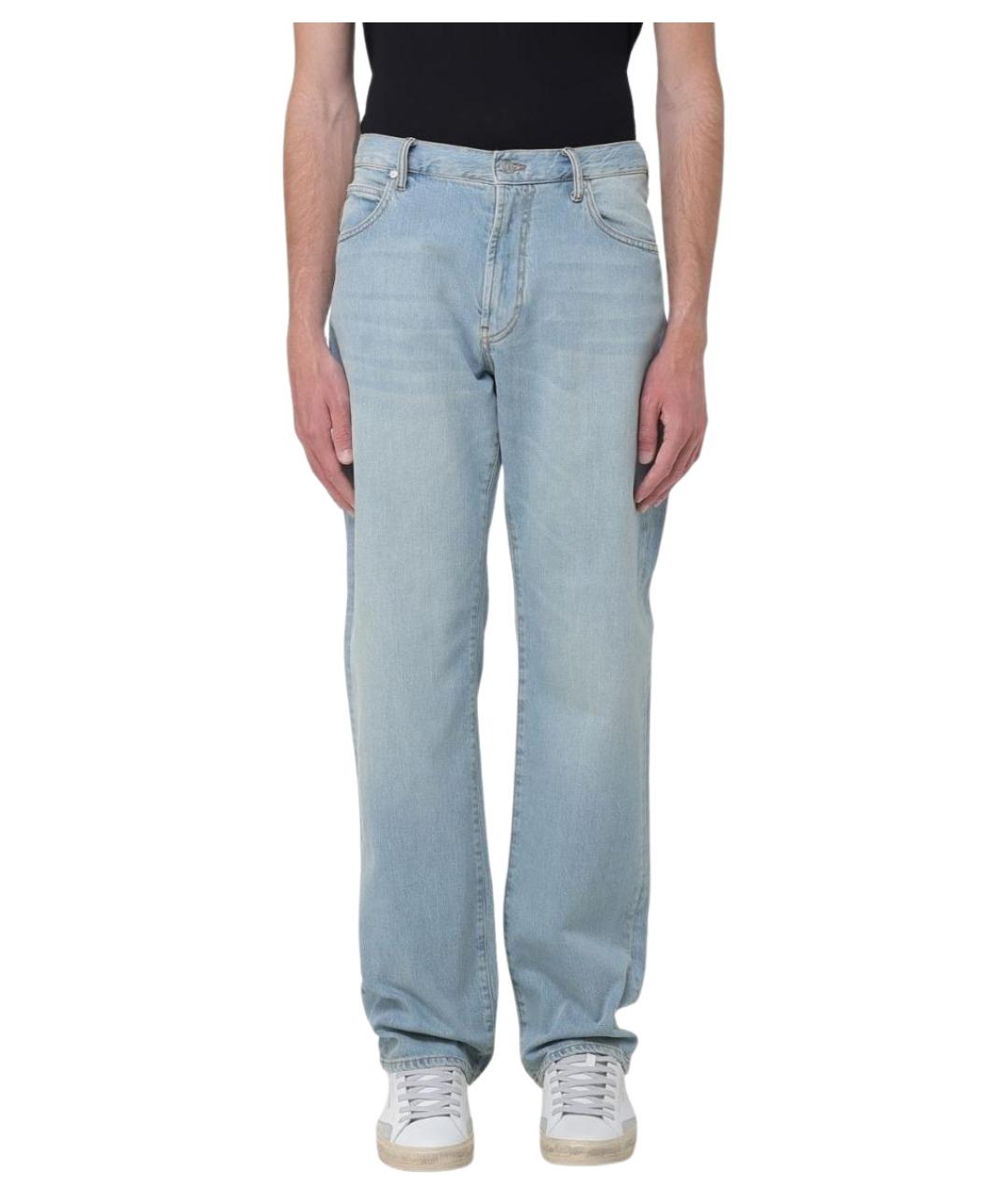 ARMANI JEANS Голубые хлопковые прямые джинсы, фото 1