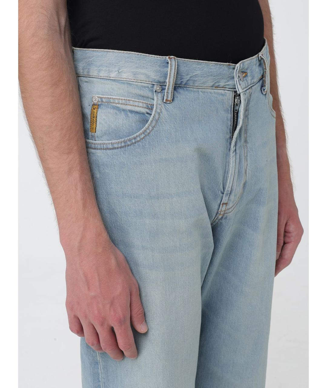 ARMANI JEANS Голубые хлопковые прямые джинсы, фото 3