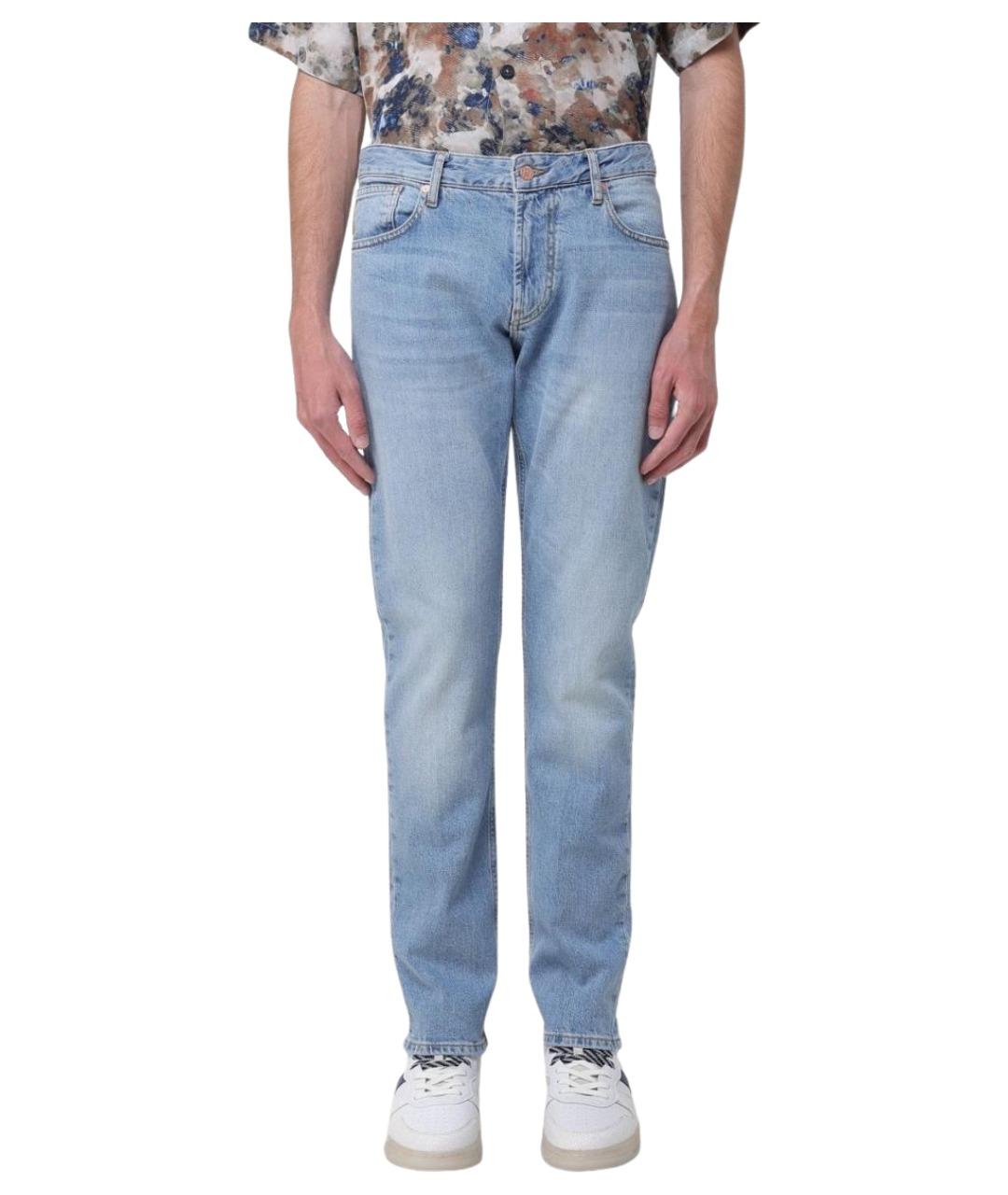 ARMANI JEANS Голубые хлопковые прямые джинсы, фото 1
