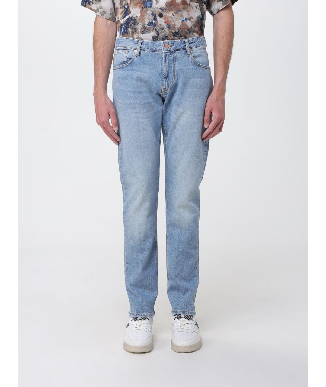 ARMANI JEANS Голубые хлопковые прямые джинсы, фото 4