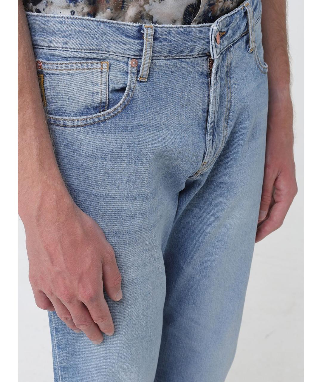 ARMANI JEANS Голубые хлопковые прямые джинсы, фото 3