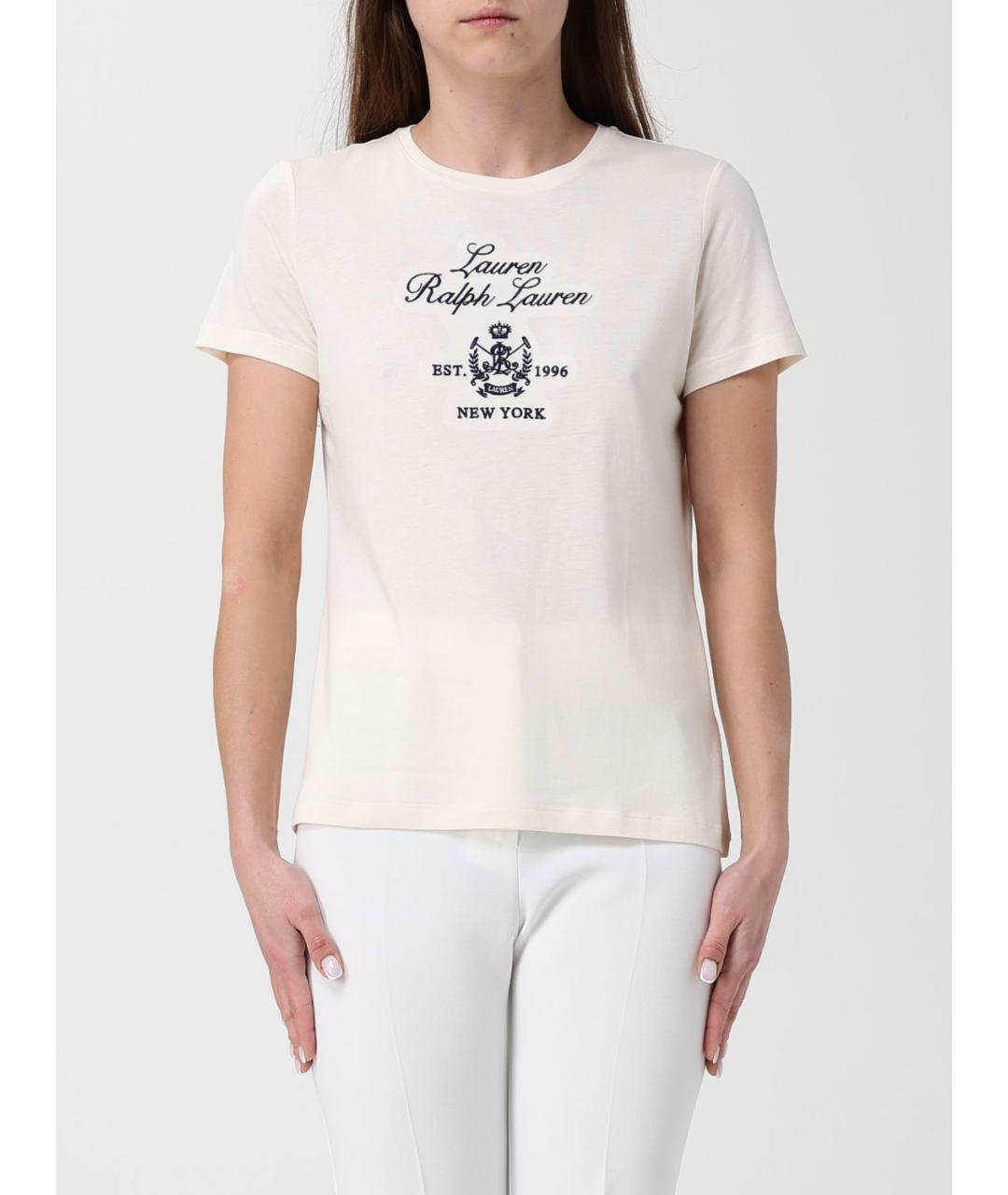 RALPH LAUREN Бежевая хлопковая футболка, фото 4