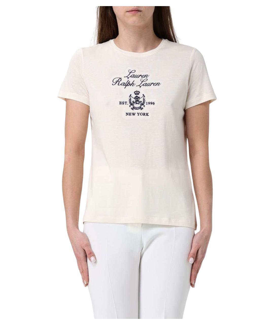 RALPH LAUREN Бежевая хлопковая футболка, фото 1