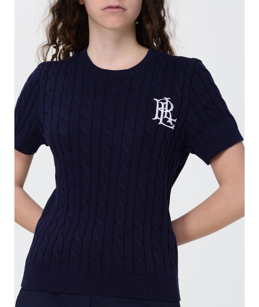 RALPH LAUREN Темно-синий хлопковый джемпер / свитер, фото 3