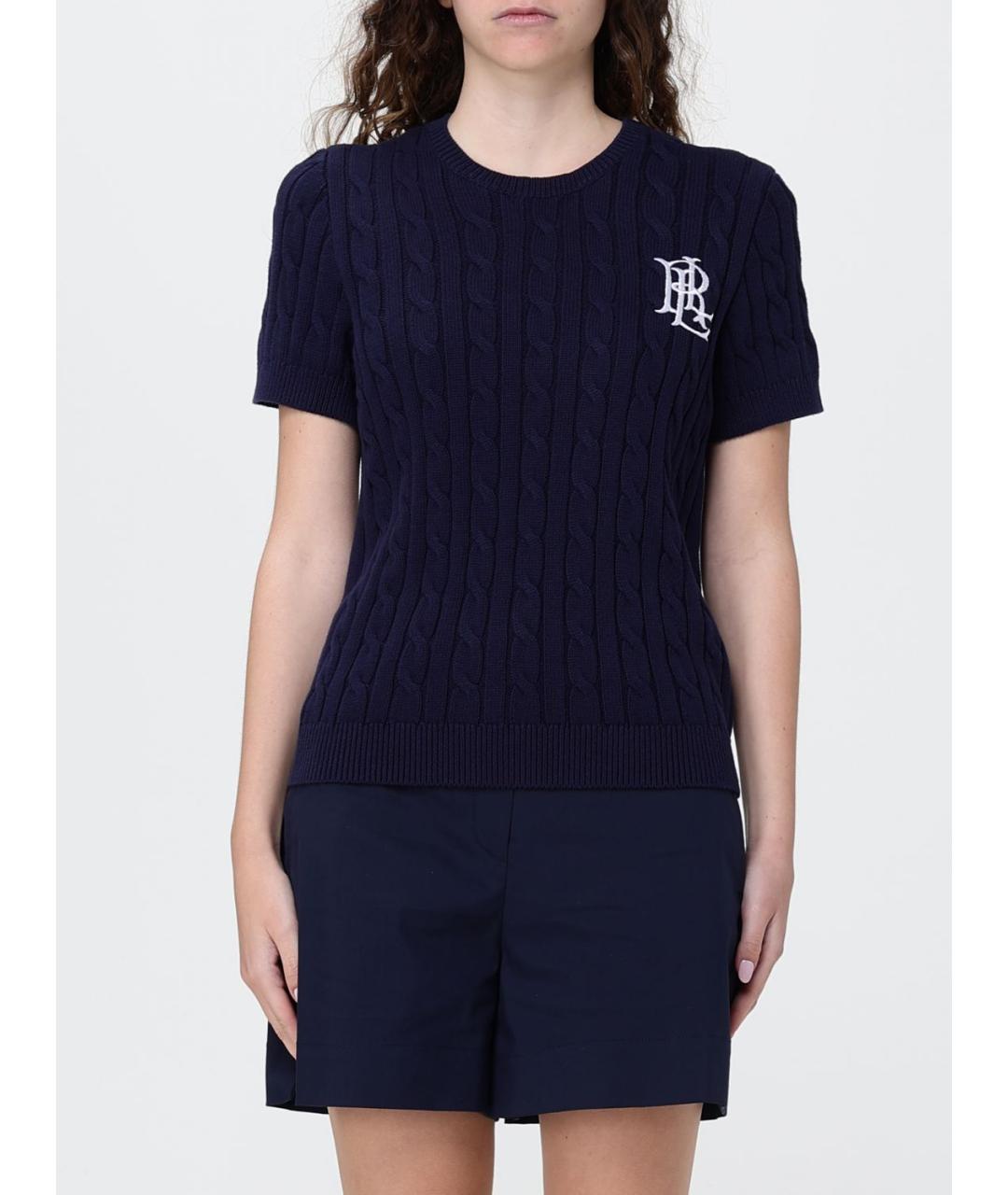 RALPH LAUREN Темно-синий хлопковый джемпер / свитер, фото 4