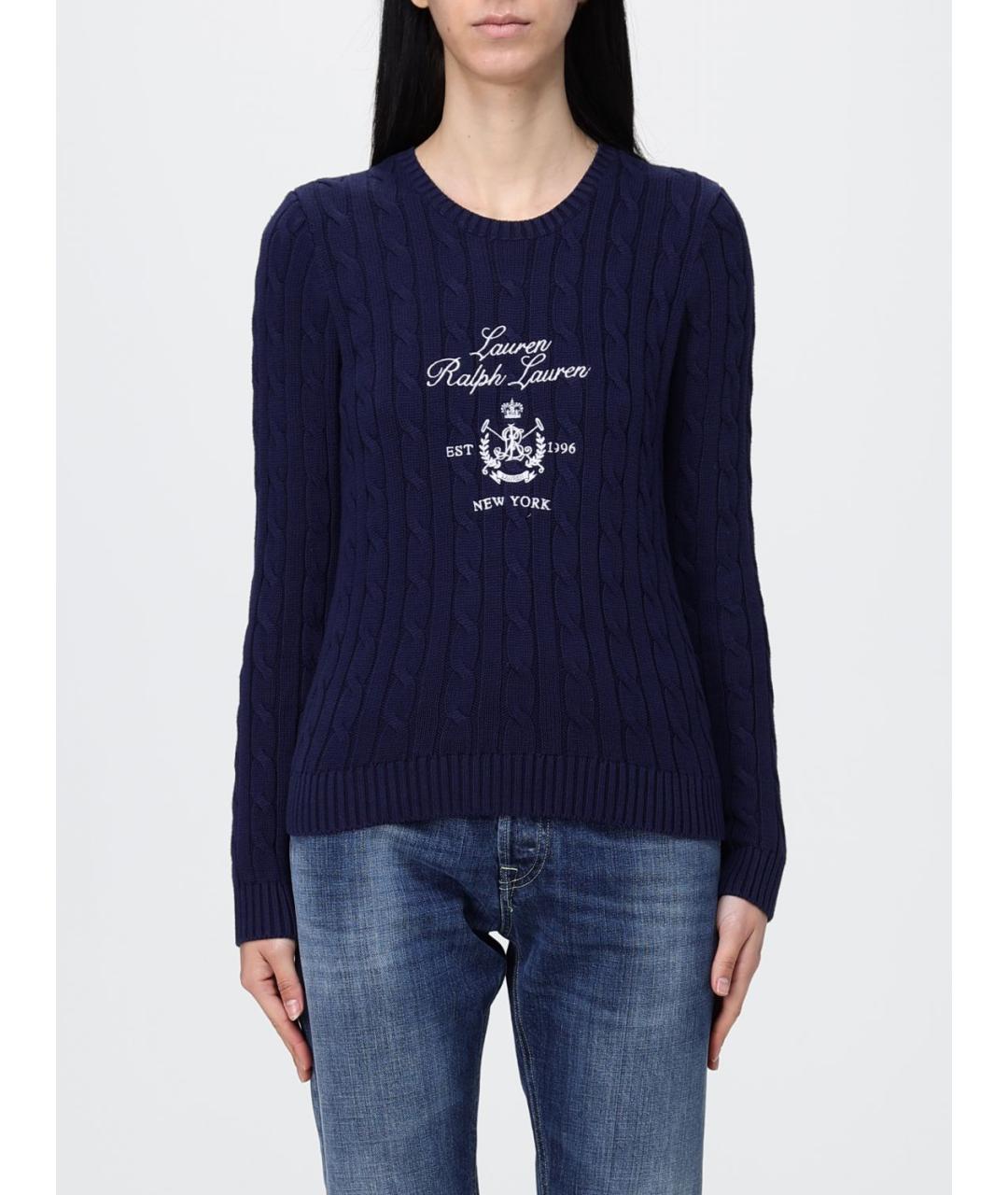 RALPH LAUREN Темно-синий хлопковый джемпер / свитер, фото 4