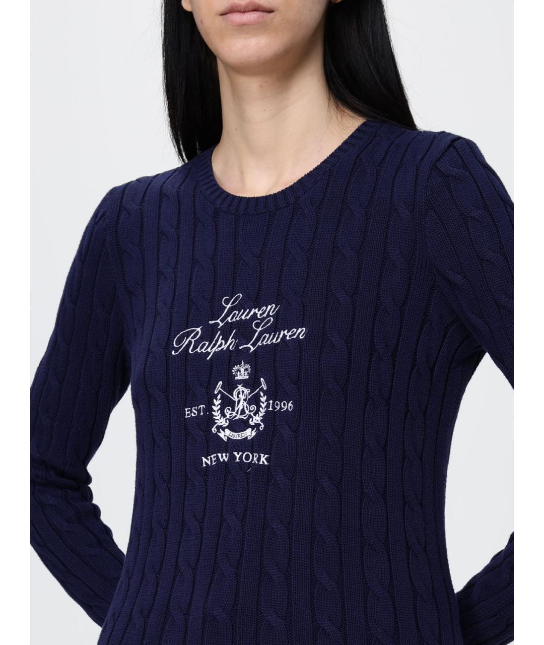 RALPH LAUREN Темно-синий хлопковый джемпер / свитер, фото 3