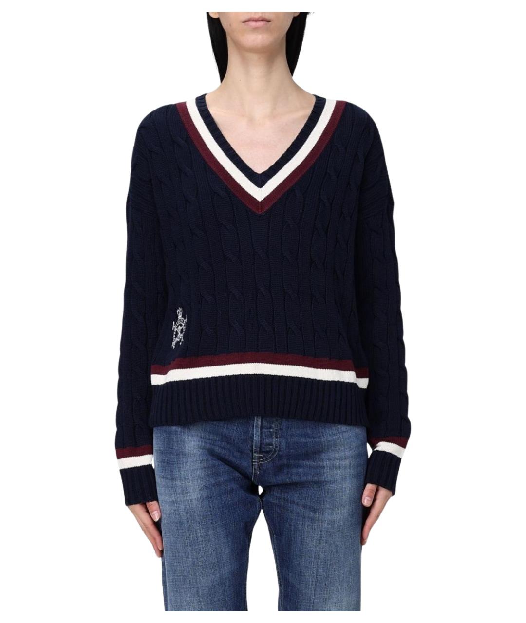 RALPH LAUREN Темно-синий хлопковый джемпер / свитер, фото 1