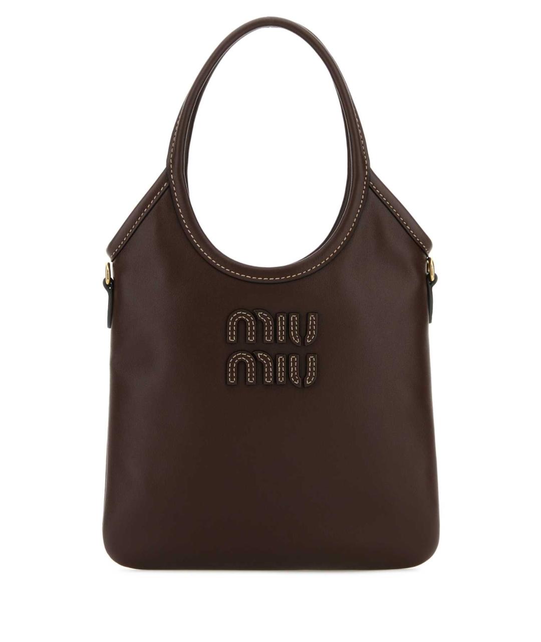 MIU MIU Коричневая кожаная сумка с короткими ручками, фото 1