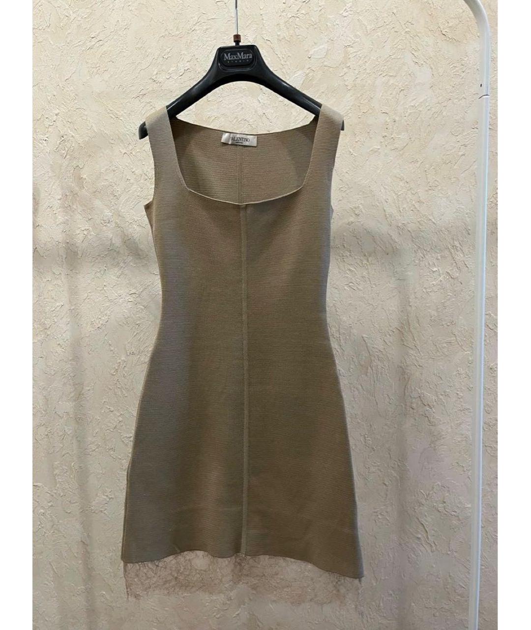 VALENTINO Бежевое кружевное повседневное платье, фото 5