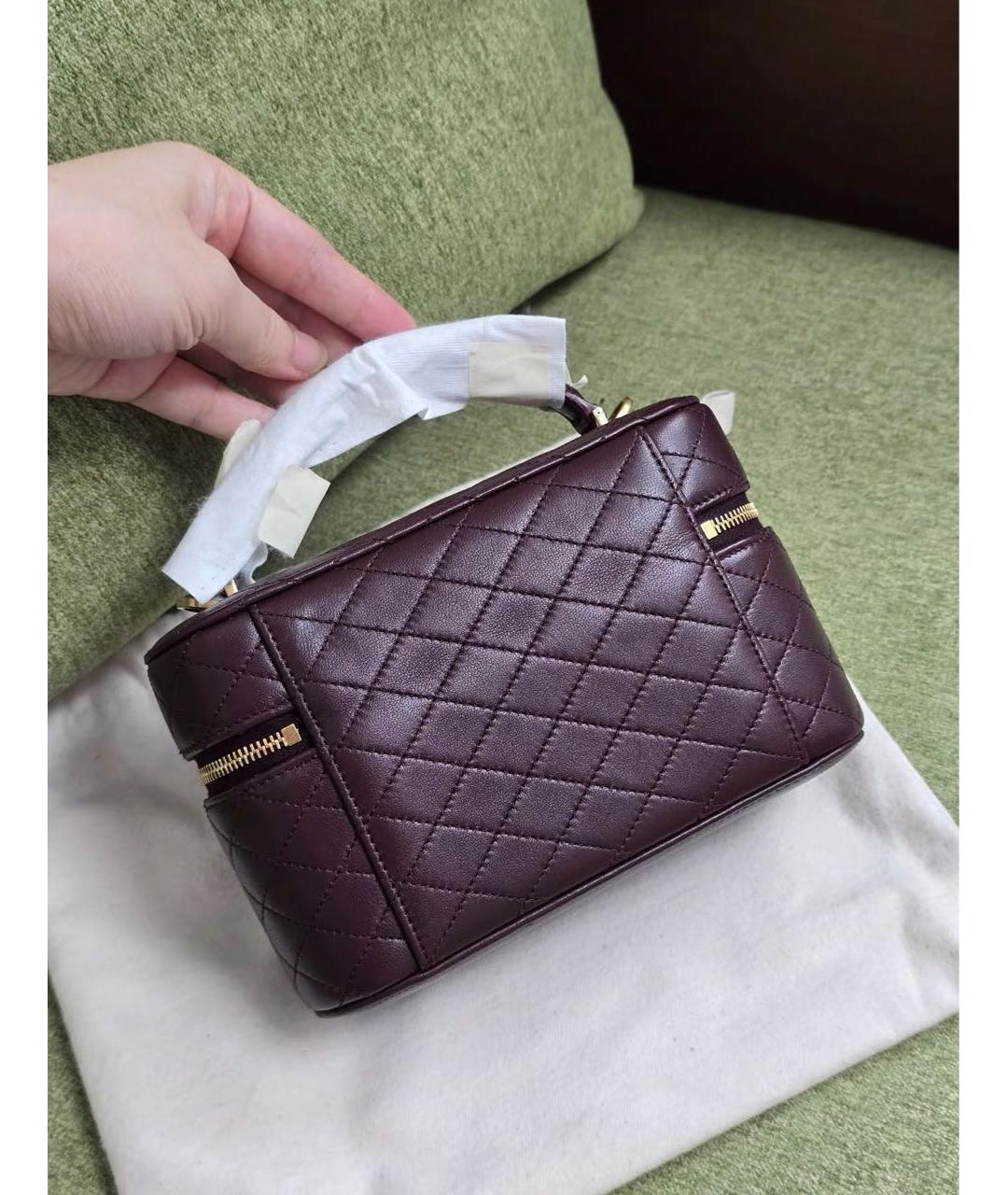 SAINT LAURENT Бордовая кожаная сумка через плечо, фото 3
