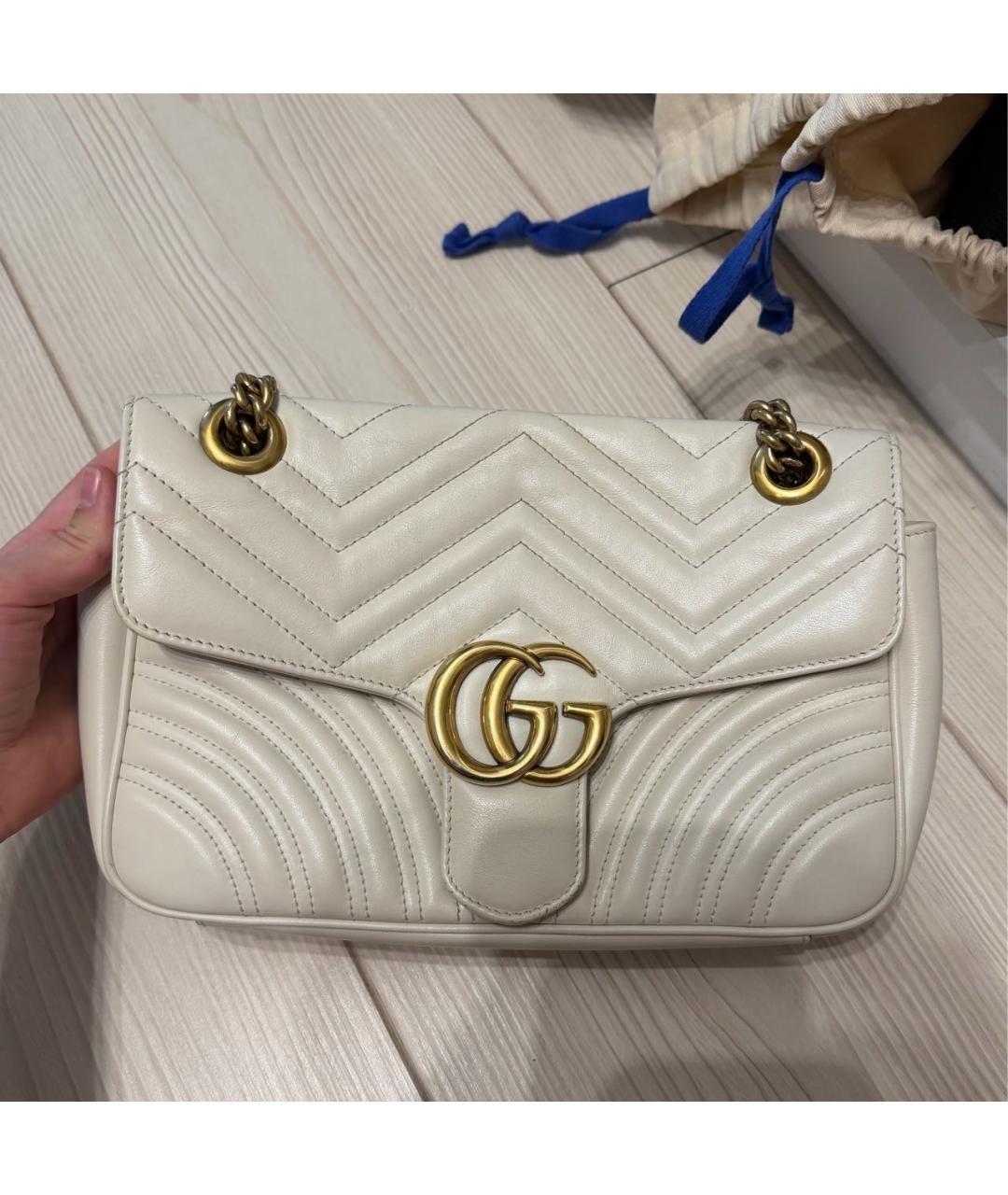 GUCCI Белая кожаная сумка через плечо, фото 6