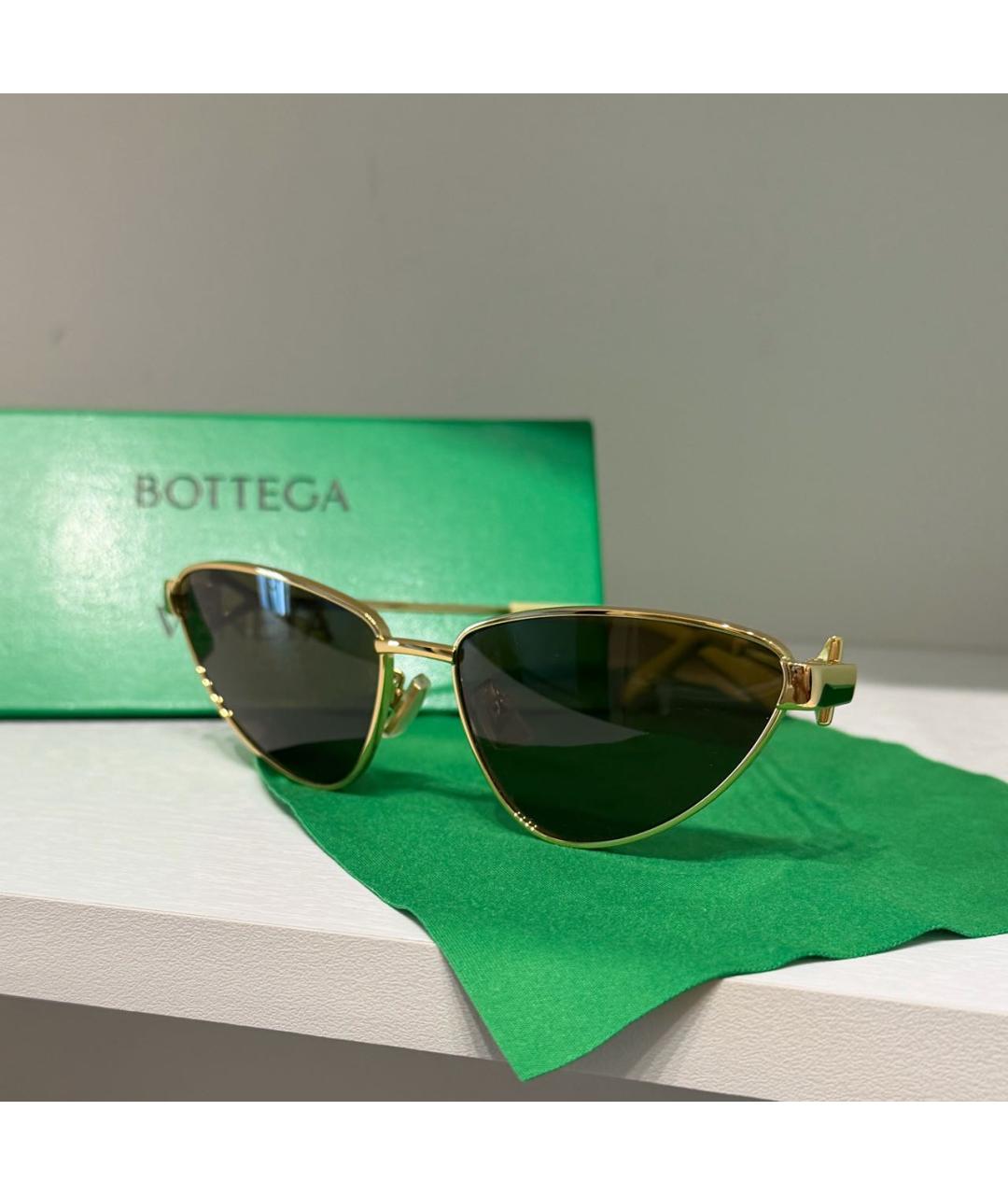 BOTTEGA VENETA Золотые металлические солнцезащитные очки, фото 3
