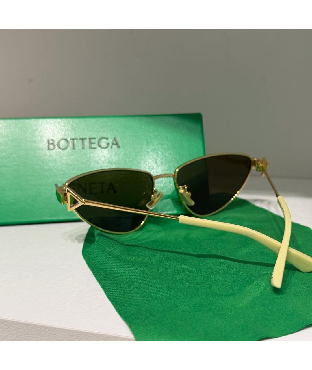 BOTTEGA VENETA Золотые металлические солнцезащитные очки, фото 4