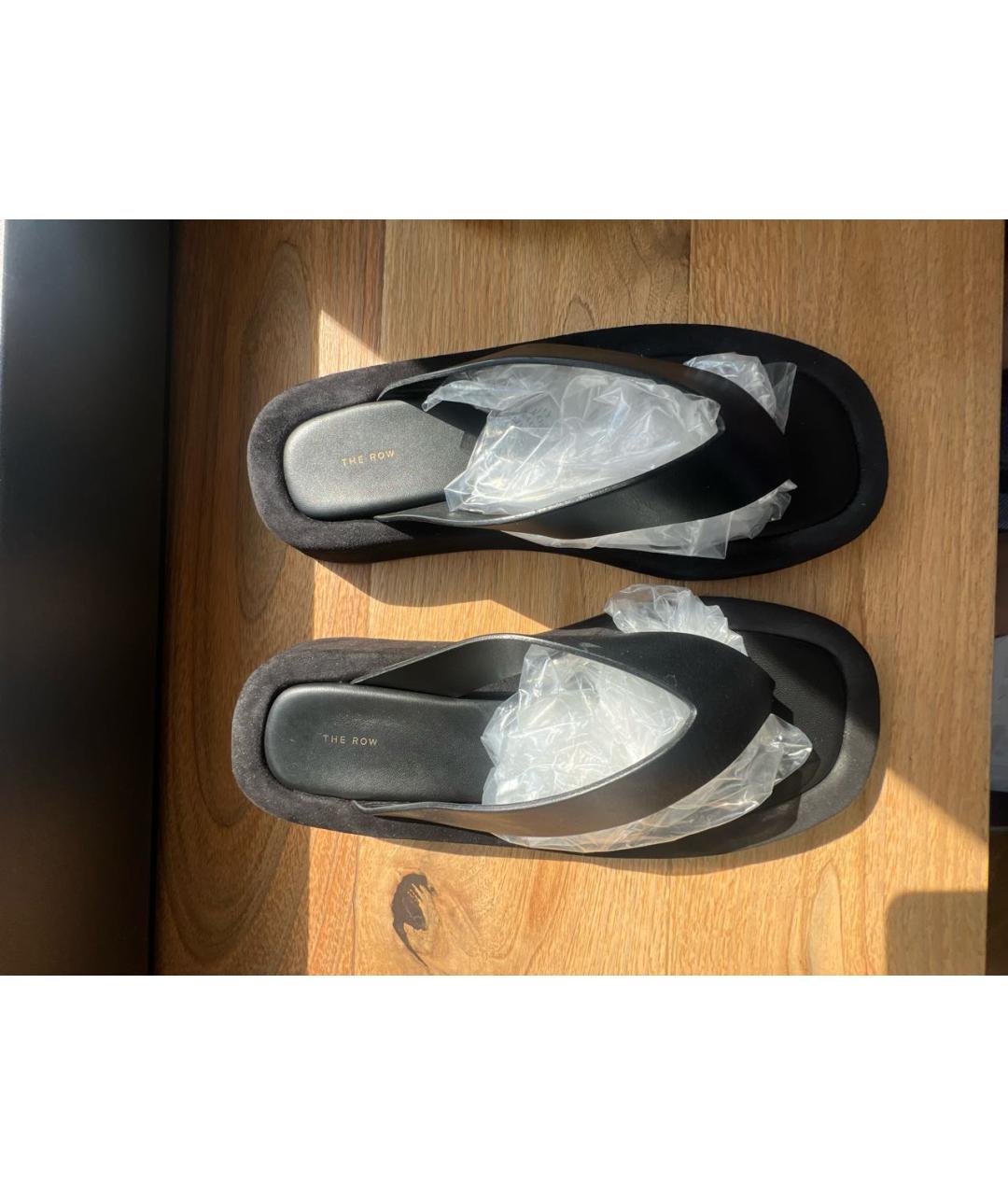 THE ROW Черные кожаные шлепанцы, фото 2