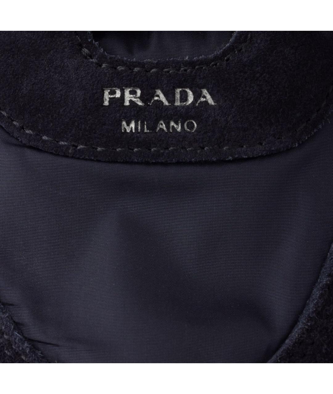 PRADA Темно-синие замшевые кроссовки, фото 5