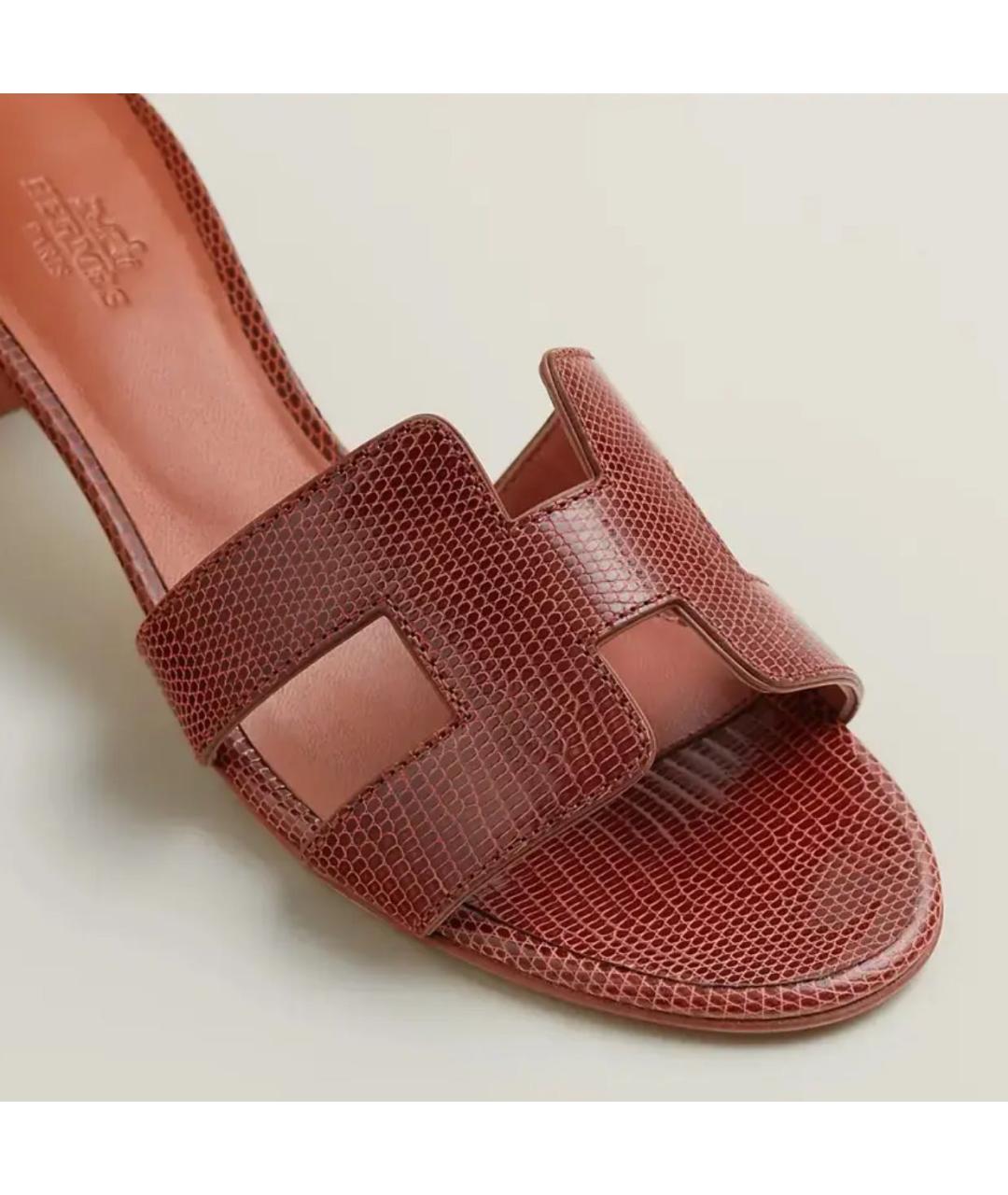 HERMES Коричневые мюли из экзотической кожи, фото 3