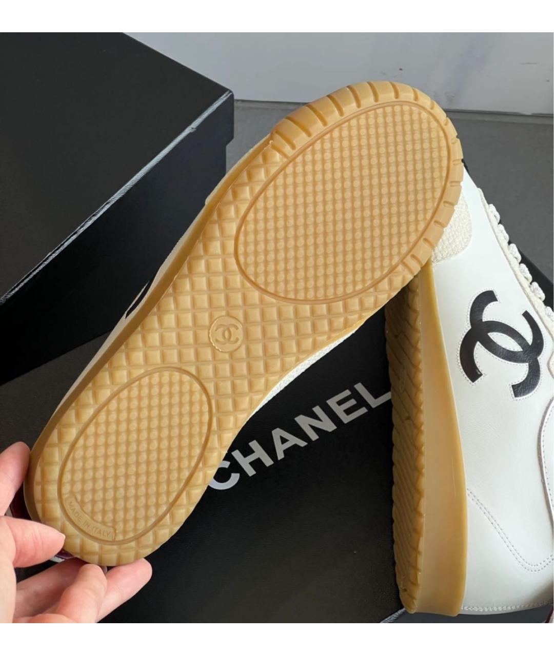 CHANEL Белые кожаные кеды, фото 7