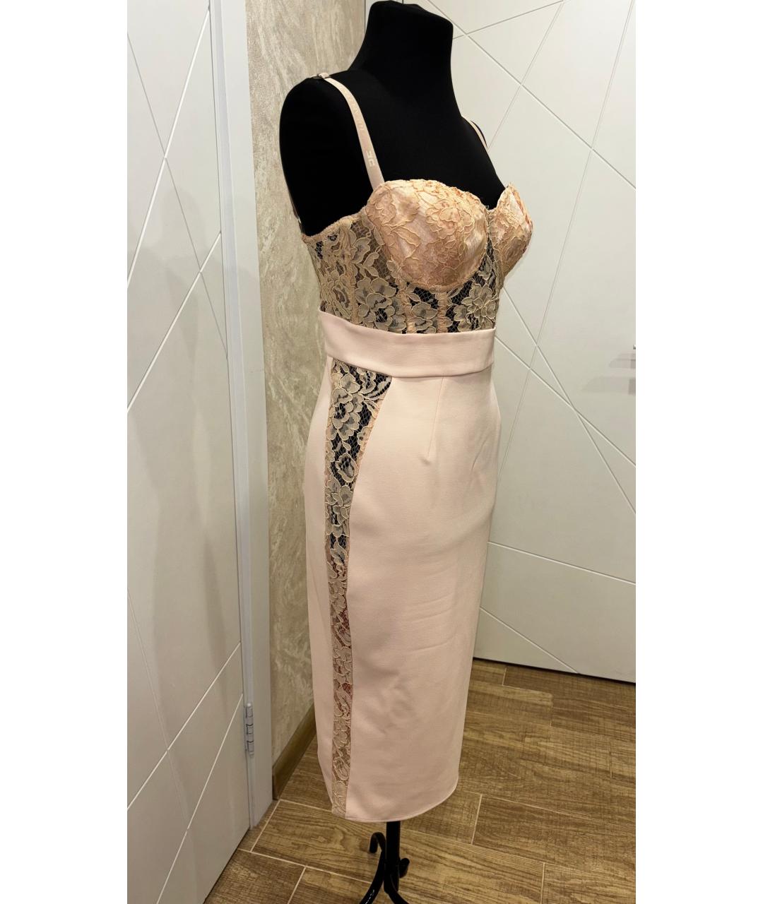 ELISABETTA FRANCHI Бежевый полиэстеровый костюм с юбками, фото 3