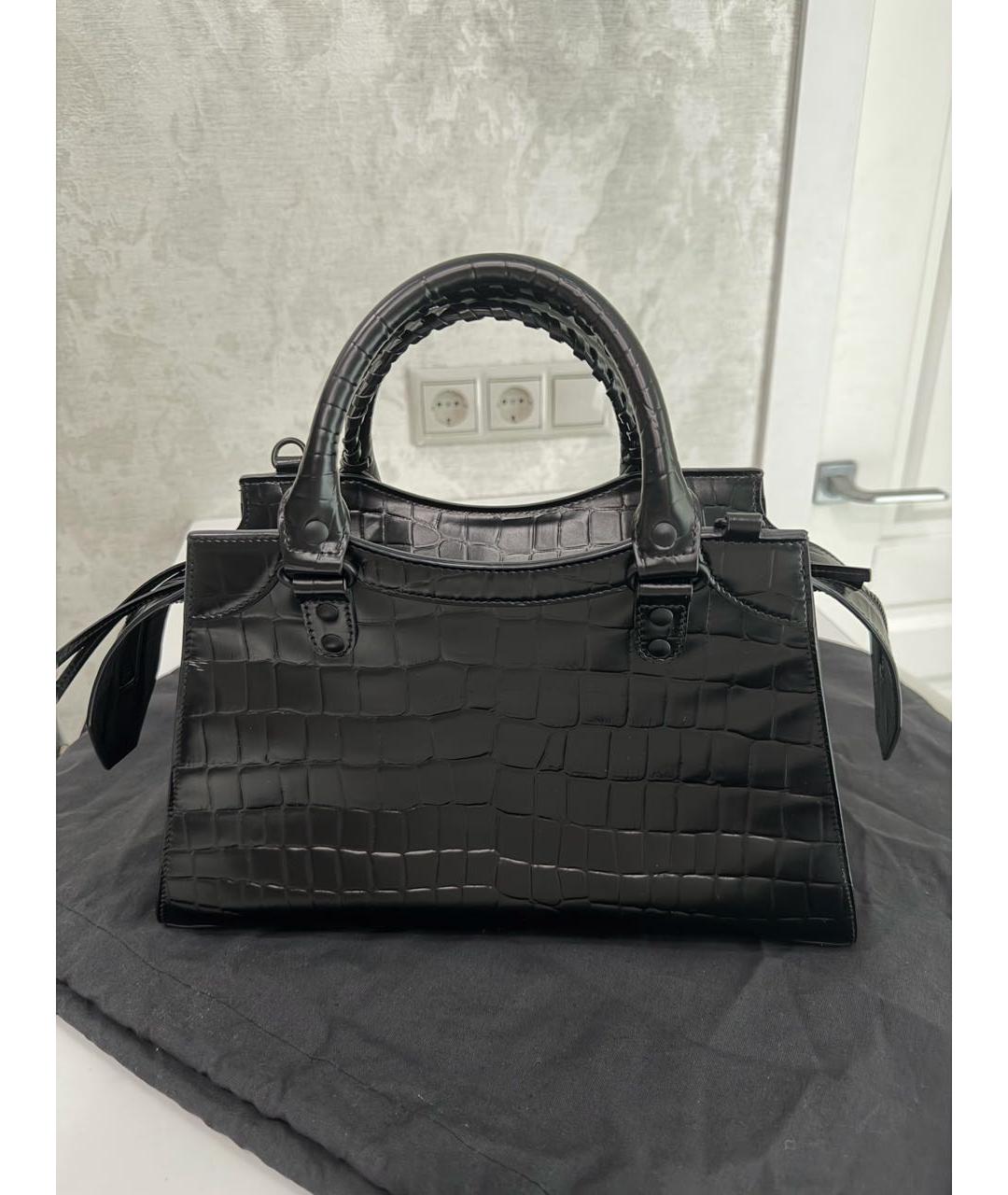 BALENCIAGA Черная кожаная сумка тоут, фото 2