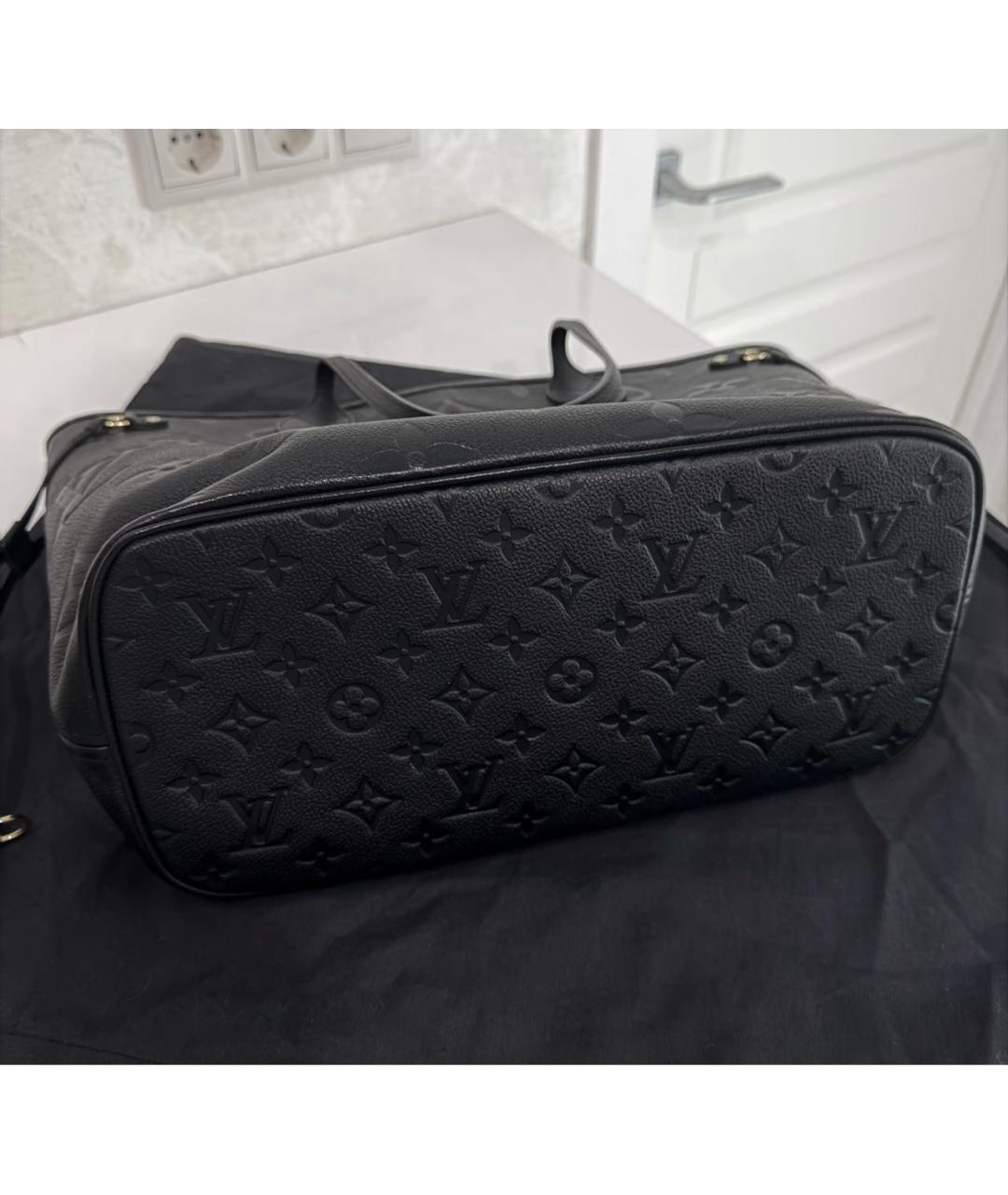 LOUIS VUITTON Черная кожаная сумка тоут, фото 4