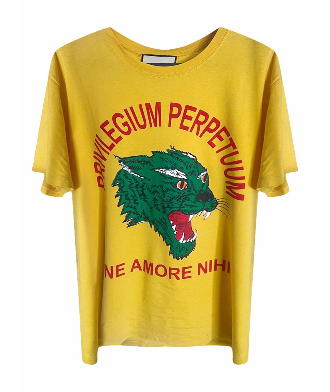 GUCCI Желтая хлопковая футболка, фото 1