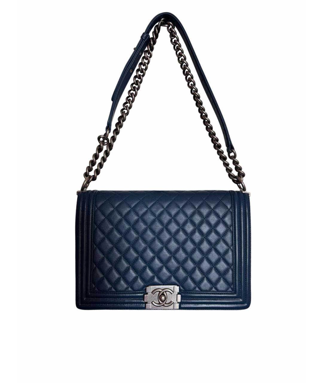 CHANEL Темно-синяя кожаная сумка через плечо, фото 1
